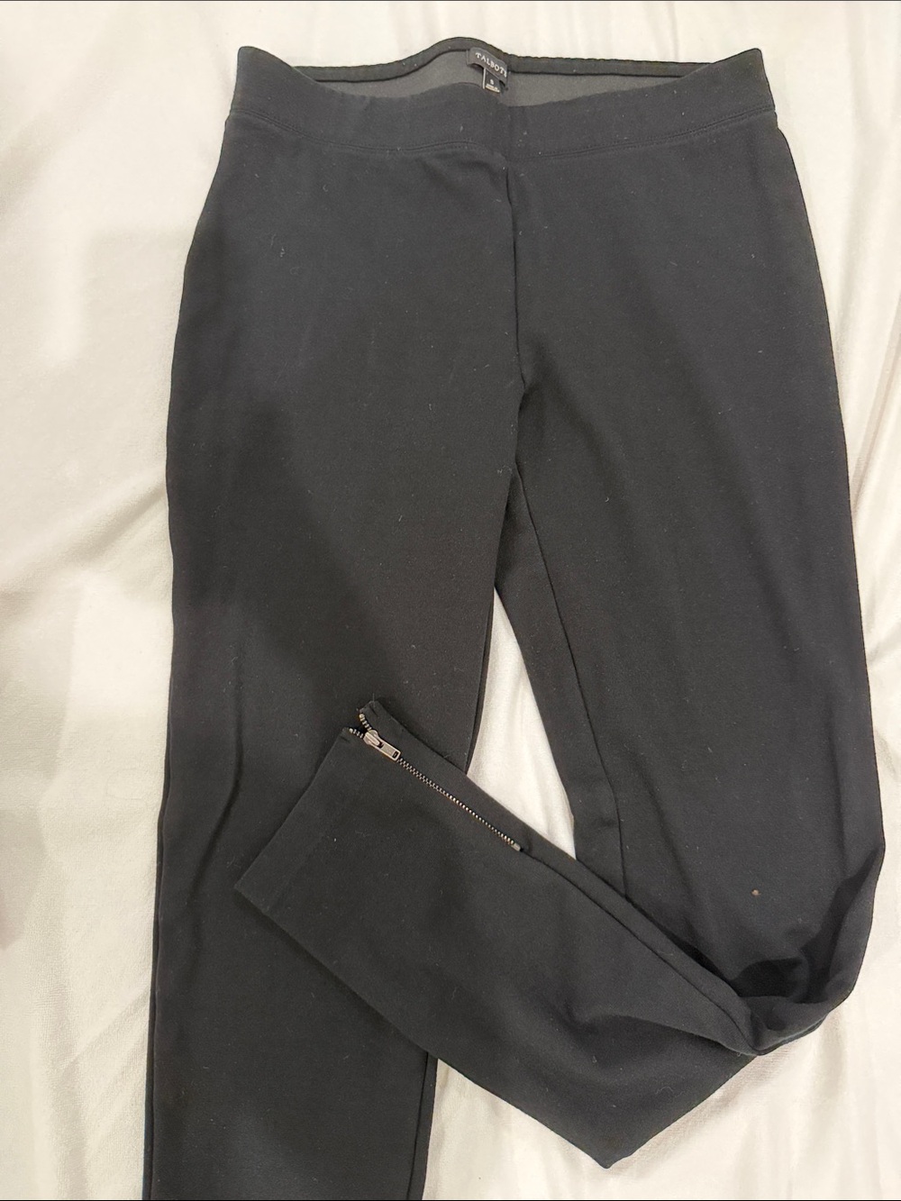 Talbots Black Skinny Ponte Ankle Zip Pants